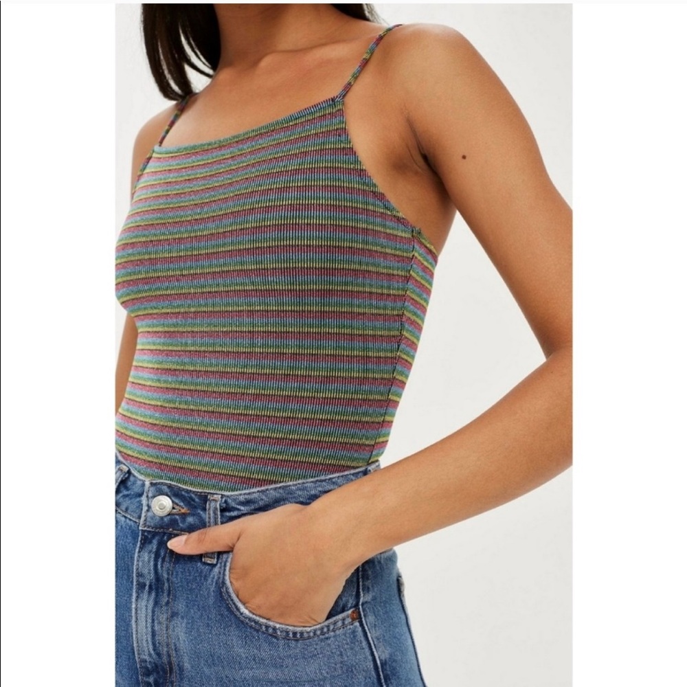 Topshop Rainbow glitter bodysuit